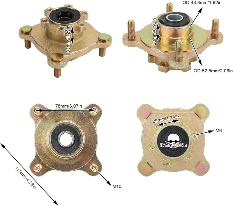 Yctze Brake Wheel Hub, 4 Stud Brake Wheel Hub Front Disc Steel Alloy Wheel Hub for Go Kart ATV 4 - Image 3